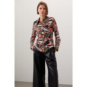 UNTITLED IN MOTION Pink Black Abstract Design Button Front Glidas Shirt Size XL